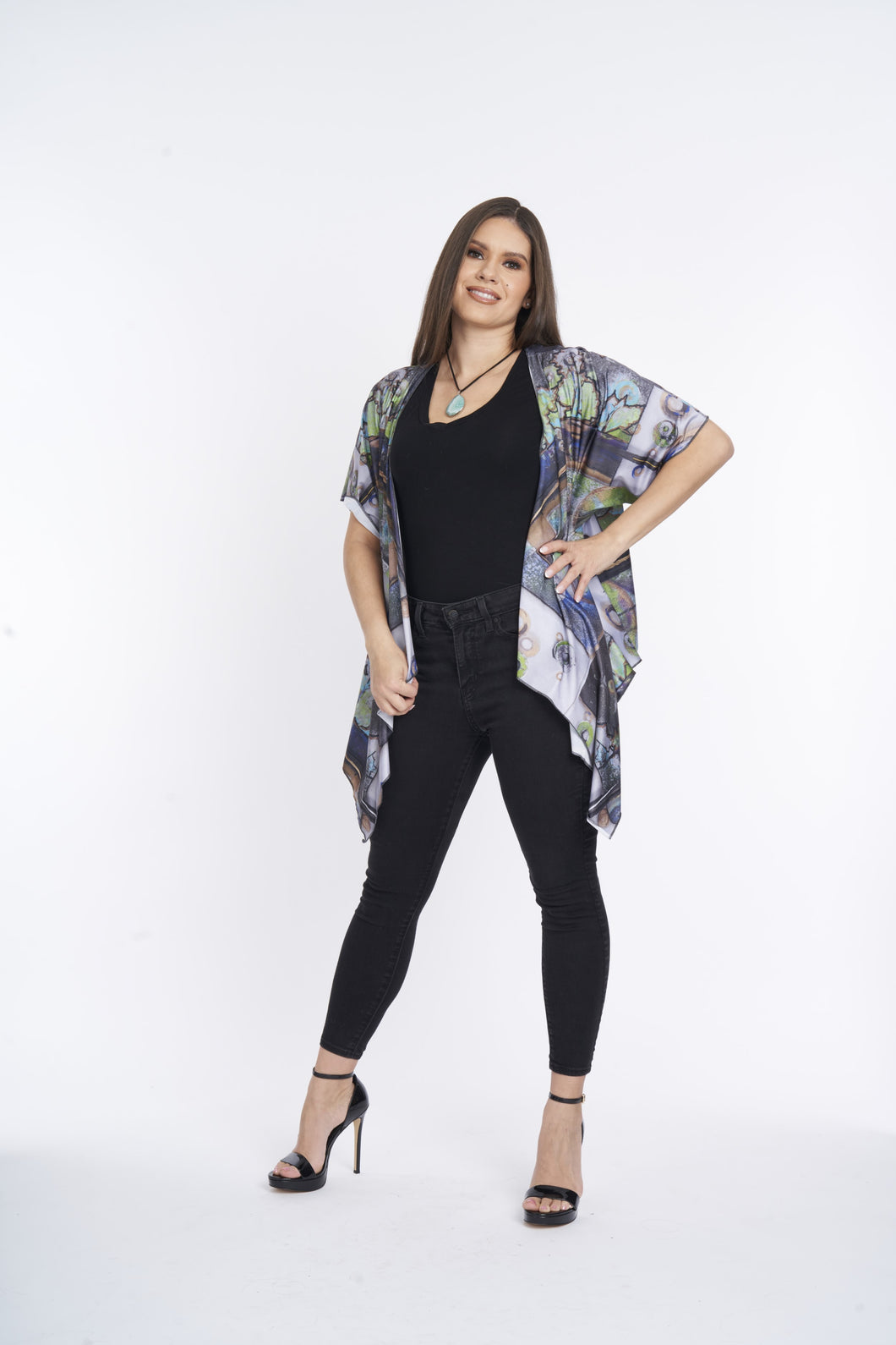 Remnants Silky Knit Draped Kimono (S/M)