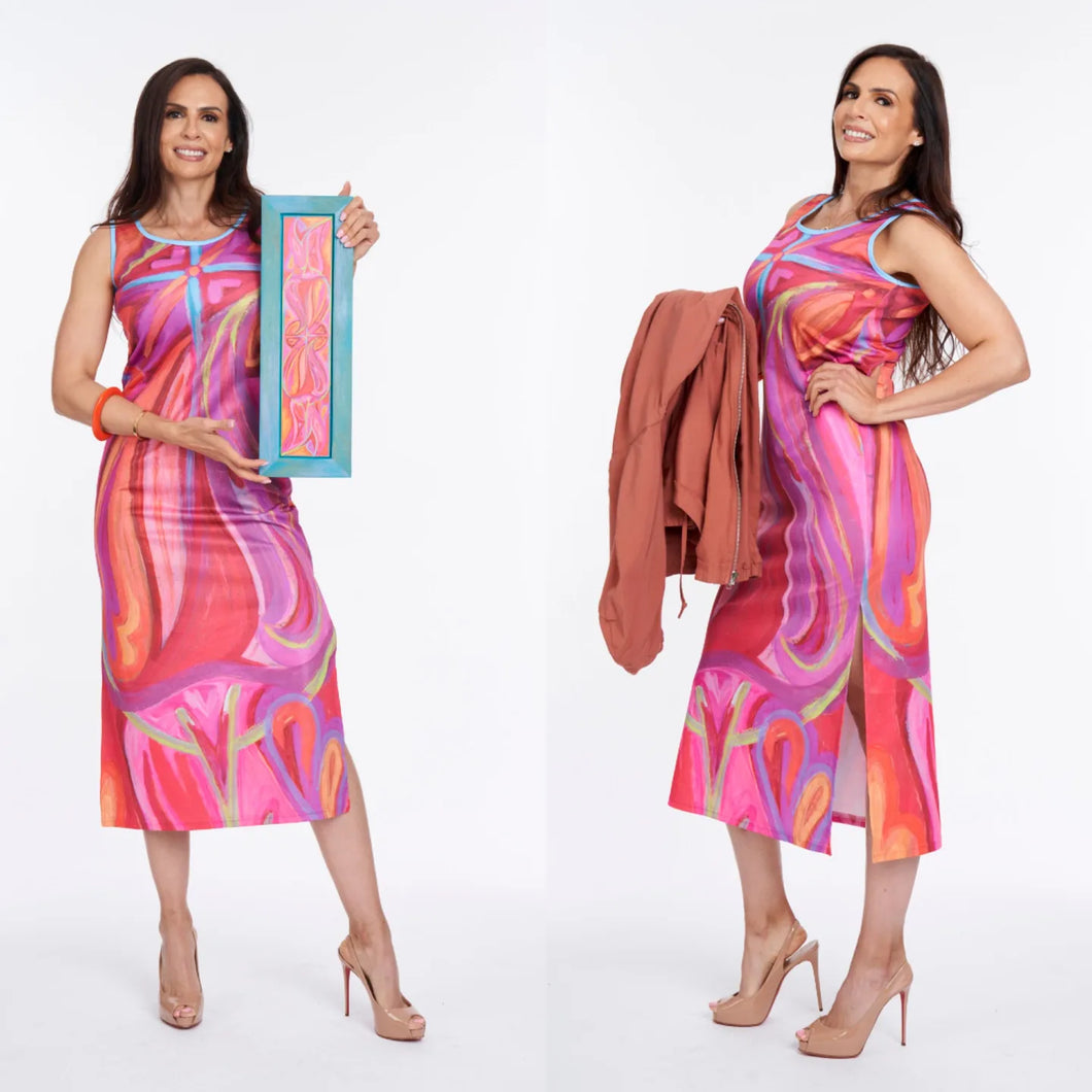Love God Love People Sleeveless Open Fork Long Dress