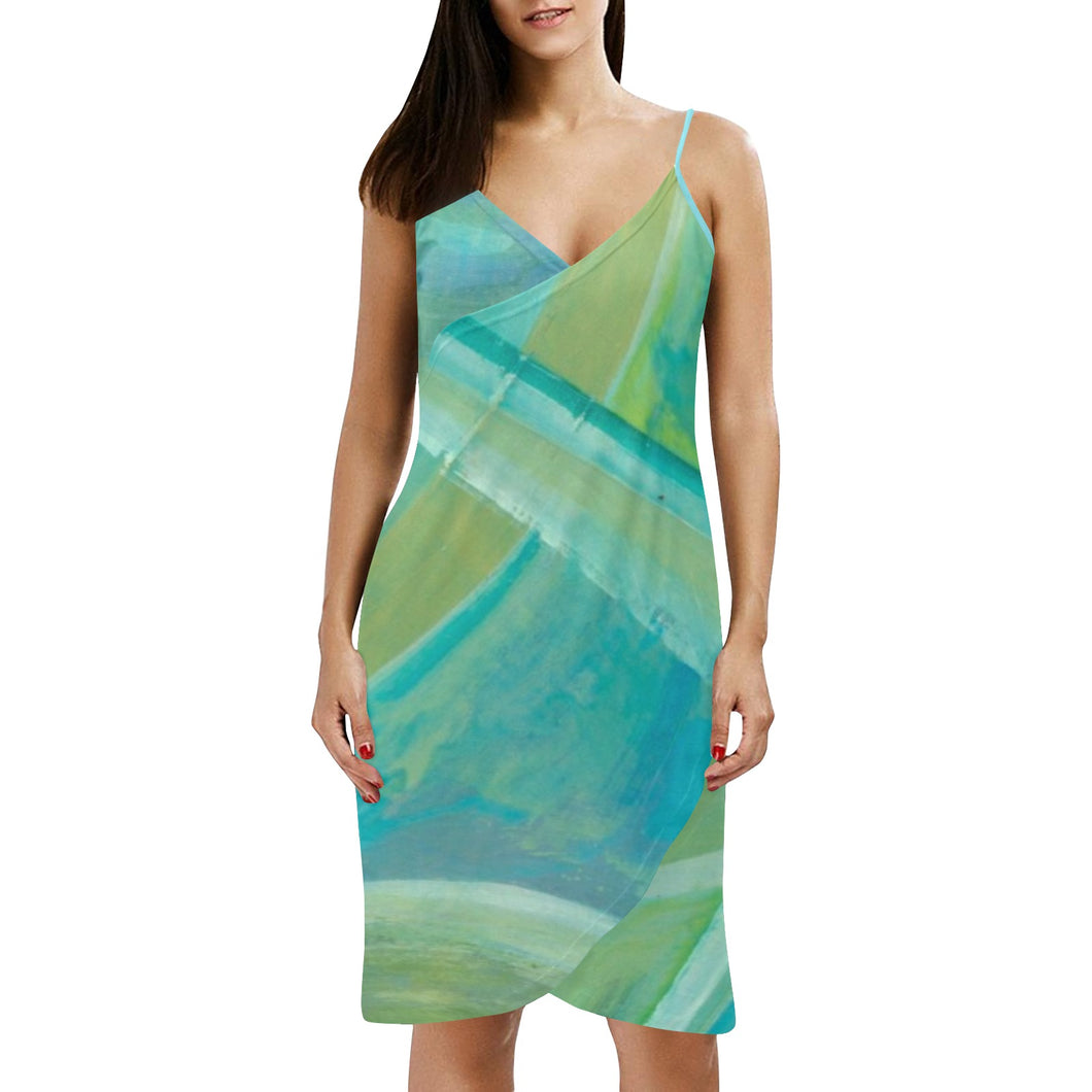Green Spaghetti Strap Backless Beach Dress
